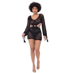 Fashion House Fishnet Crochet Romper